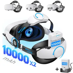 Head Strap for Meta Quest 3/3s/Quest 2 with 10000 mAh Battery - Changeable & Extended Game Time 5 Hours, Adjustable Dual Knob