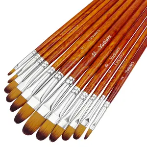 Artist Filbert Paint Brushes Set 12pcs, Soft Anti-Shedding Nylon Hair, Wood Handle, Ideal for Acrylic, Oil, Watercolor, Gouache Painting, Art Supplies