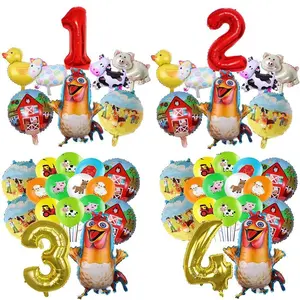 Farm Animal Balloons Set Mini Cow Sheep Duck Pig Balloons Barnyard Balloon Kids 1-9th Birthday Farm Animal Theme Party Decors