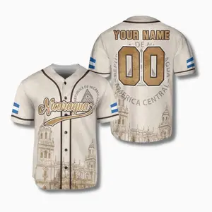 Custom Nicaragua Baseball Jersey, Personalized Name & Number Button Up Shirt