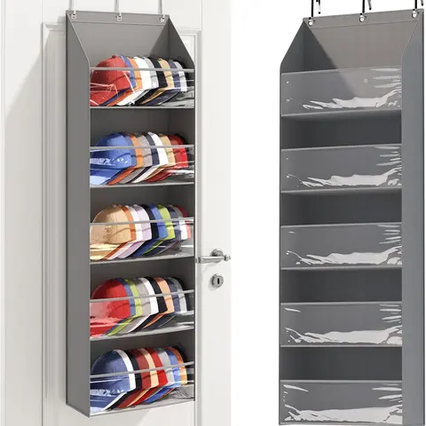 Over the Door Organizer Storage - 5- Tier Hanging Organizer with 5 Large Pockets, Anti-Tilt Design, 44 lb Capacity for Bedroom, Bathroom, Pantry, Perfect for Room Décor and Gifts.