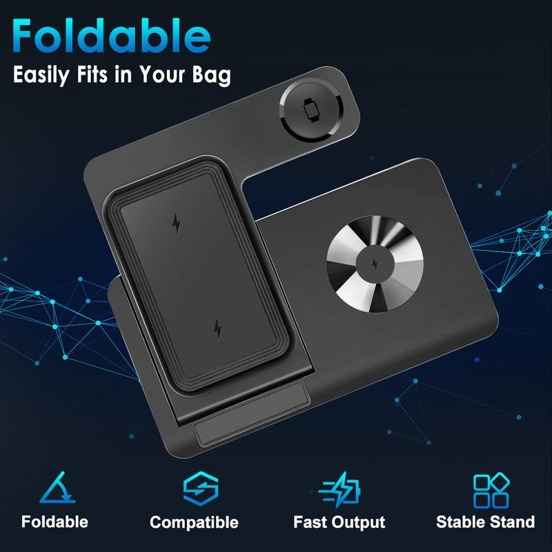 3-in-1 Fast Wireless Charger for iPhone 8-17, Apple Watch, AirPods Pro | Includes 18W Adapter | 15W iPhone + 7.5W Watch + 10W Earbuds Fast Charging | Safe & Stable with Anti-Slip Base