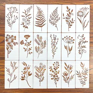 18 Piece DIY Floral Painting Templates, Reusable Plastic Templates for Wood Fabric Paper, Craft Supplies for Spray Paint and Graffiti, Art Supplies, Art Materials