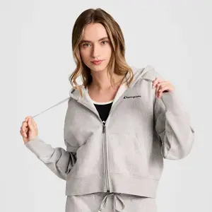 Champion Women's Cropped Fleece Zip-Up Sweatshirt - Heather Gray S