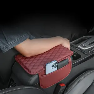 2-in-1 Car Armrest Storage Bag & Heightening Pad - PU Leather Multi-Functional  Organizer with Pocket, Auto Interior Accessories Mat for Tissue Box & Elbow Rest car  arm  box  storage trash  can  for  car car seat gap filler