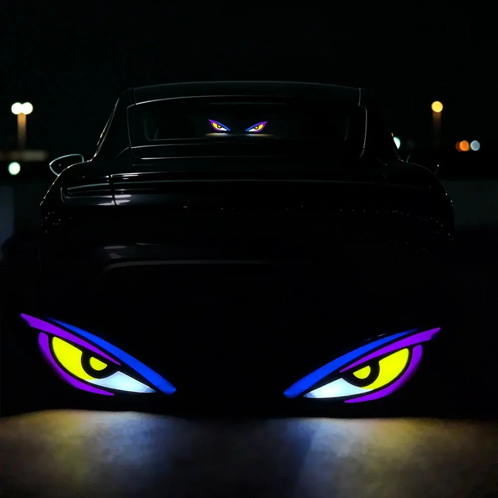 Solar LED Devil Eyes Windshield Warning Flashing Signal Indicator Car LED Ambient Lights with Suction Cup for SUV Auto Window