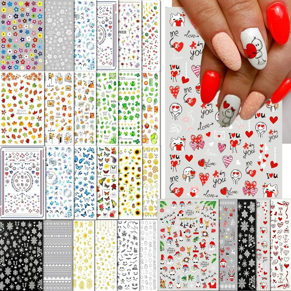 All Holiday & Seasonal Nail Stickers, 30 Sheets
