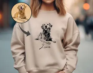 Custom Pet Portrait Sweatshirt, Dog Cat Lover Gift, Memorial Apparel