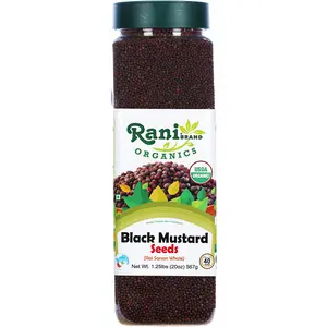 Rani Organic Black Mustard Seeds Whole Spice (Rai Sarson) 20oz (1.25lbs) 567g PET Jar ~ All Natural | Vegan | Indian Origin | USDA Certified Organic