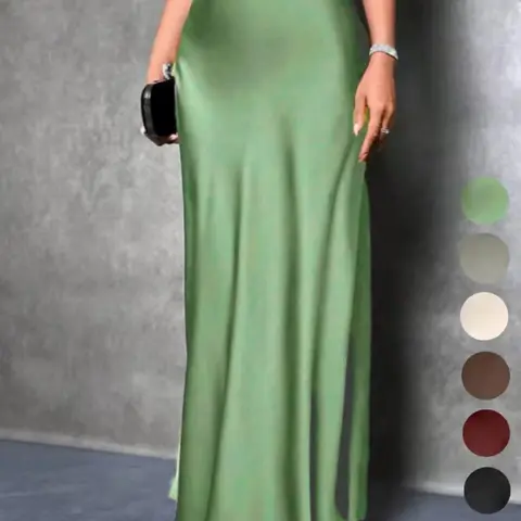 Elegant Women's High Waist Mermaid Skirt Evening Skirt Fashionable Satin Silky Smooth Texture, Spring Summer Long Slim Fit Half-Length Dress, Bottom, Womenswear, Style