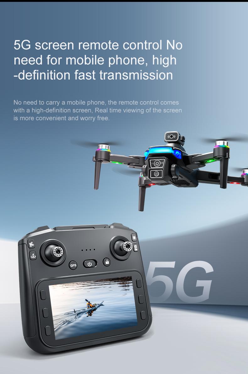 YCMDCGIE GPS drone is equipped with a 4K camera and comes with a 4.5-inch LCD remote controller. It features professional GPS intelligent tracking, AI smart return, follow mode, brushless motors, and a foldable design. YCMDCGIE GPS drone is equipped with a 4K camera and comes with a 4.5-inch LCD remote controller. It features professional GPS intelligent tracking, AI smart return, follow mode, brushless motors, and a foldable design.