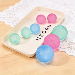 Handcrafted Pink Grape Beads Crystal Mochi Ball Squishy Toy, Handmade TPR Soft Stress Balls, Fidgets Sensory Grippie Set for Relaxation & Gift Giving