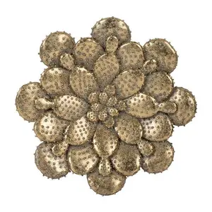 R. Nest Antiqued Gold Cactus Wall Plaque