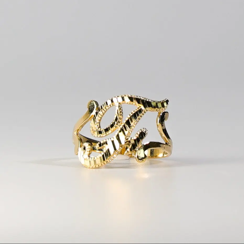 14K Gold Cursive Initial "F" Ring