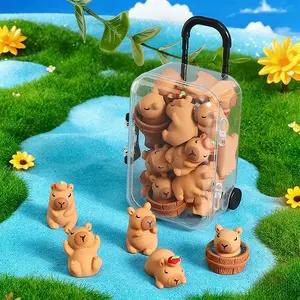 11-Piece Resin Miniature Garden Set, Includes Storage Box & Water Buffalo Figurines, Capybaras, DIY Decor for Home, Office, Outdoor, Gift Ideas