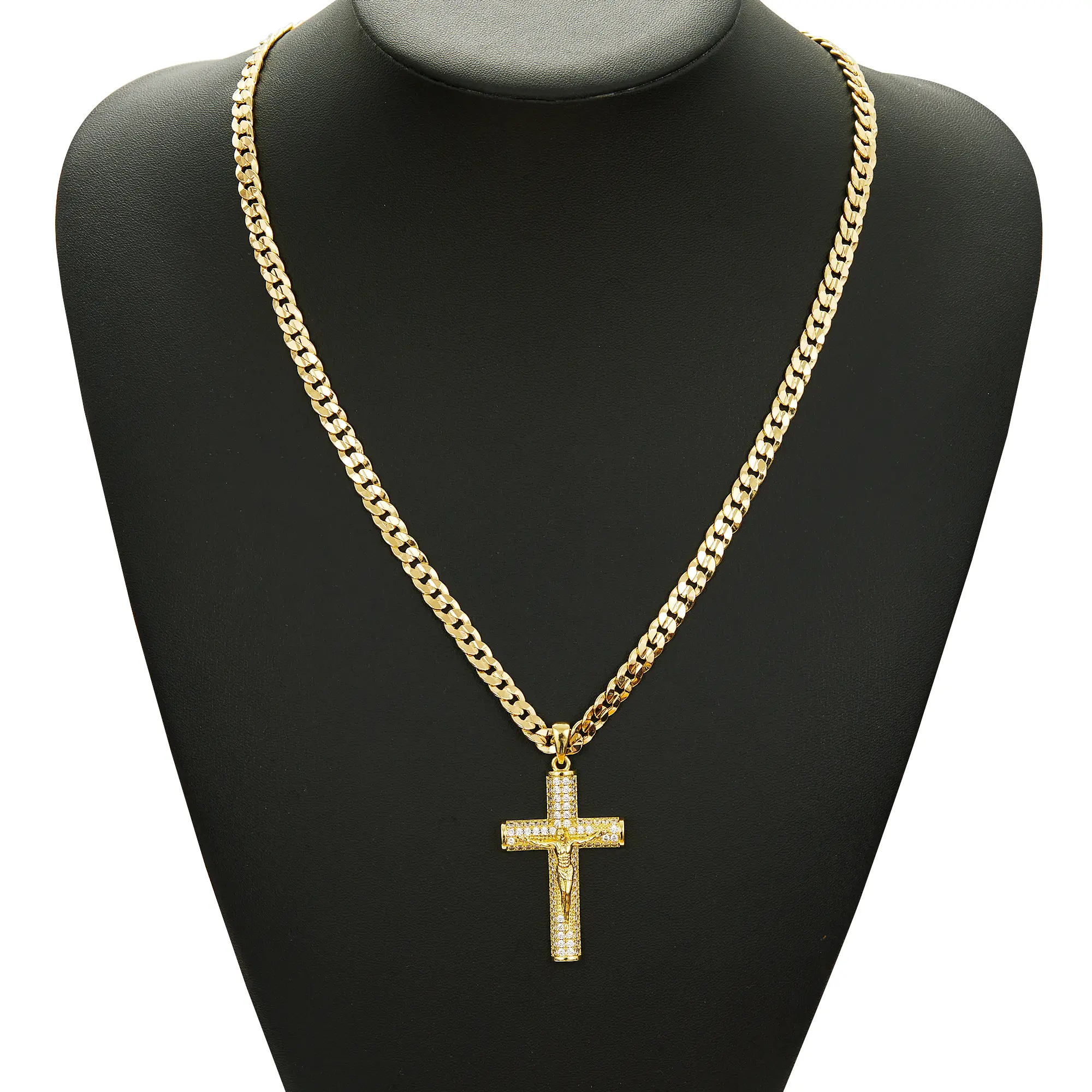 14K Gold-Plated Jesus Cross Necklace, 24-Inch Chain – Stylish Jewelry Gift