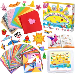 Funtopia Origami Kit Ages 5-8 8-12, 260 Sheets Origami Paper with 99 Patterns and Guiding Book, Funtopia DIY Craft Art Projects Supplies for Boys Girls, Travel School Vacation Activities Toy