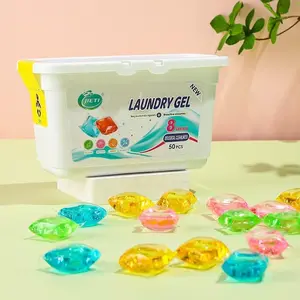 5-In-1 Laundry Balls Total 50 Pieces High-Efficiency Clean Strong Liquid Detergent Balls No Color Fragrance Removes Visible & Invisible Stains Dissolves in Water
