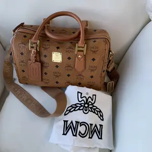 Pre-owned MCM Classic Visetos Top Handle Bag, Monogram Print, Detachable Strap, Luxury Travel Tote/WJ03817515