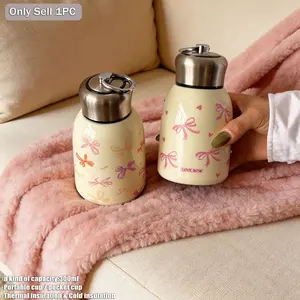 300ML Bow Tie Stainless Steel Insulated Cup, Dual Layer Vacuum Bottle, Portable Water Cup for Outdoor, Office, Home, Travel