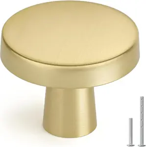 Pack Gold Cabinet Knobs Round Brushed Brass Kitchen Handles Zinc Alloy Metal Hardware for Dresser Drawer De Cupboard