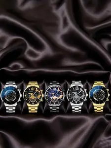 Watch set, men's high-end glass quartz watch, steel strap, men's watch, Quartz Wristwatch
