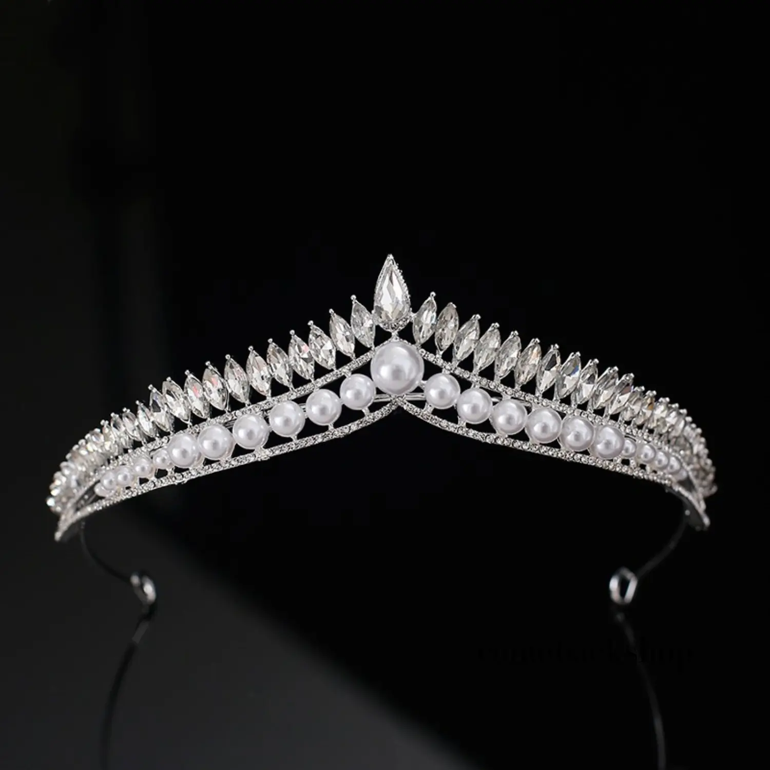 Comebackshop Tiara wedding Crown bridal Jewelry Pearl Holiday gift Princess Hair accessories