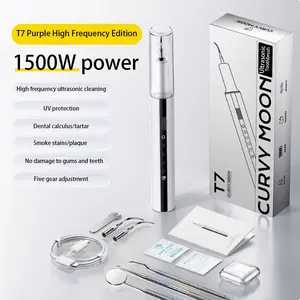 CURVY MOON Dental Oral Plaque/Tartar Remover, Rechargeable Device with LED Light, 5 Adjustable Modes Box Ultrasonic Scaler, Teeth Cleaning Kit electric teeth cleaner