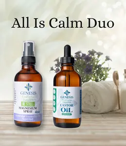 Genesis All Is Calm Duo - Castor Oil & Be Still Magnesium Spray for Moisturizing & Soothing Body Care Cosmetic