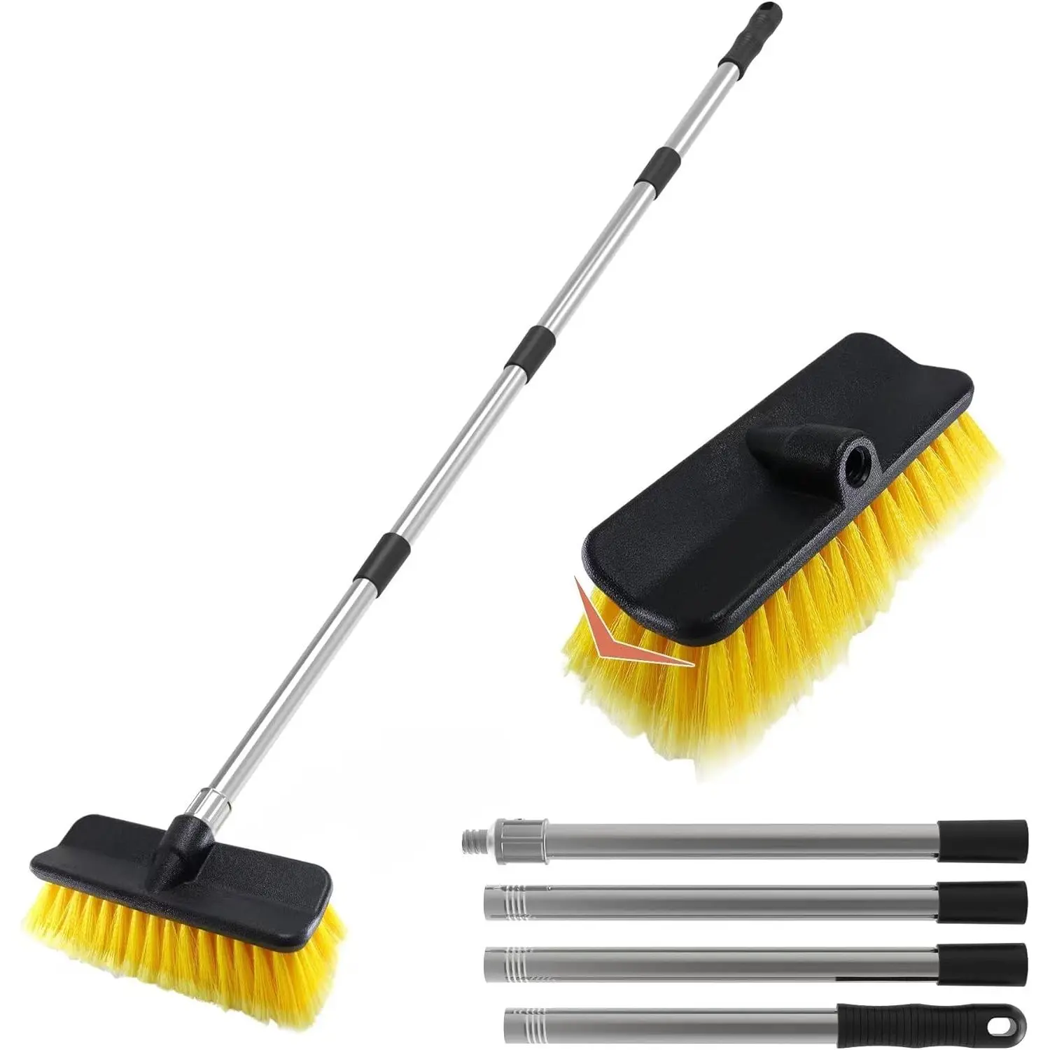 Wash Brush with 55" Long Handle |  Wash 10" Dip Soft Brush | No Scratch Soft Bristle Brush for , RV, Boat, Solar Panel, House Siding, Snow, Floors Washing