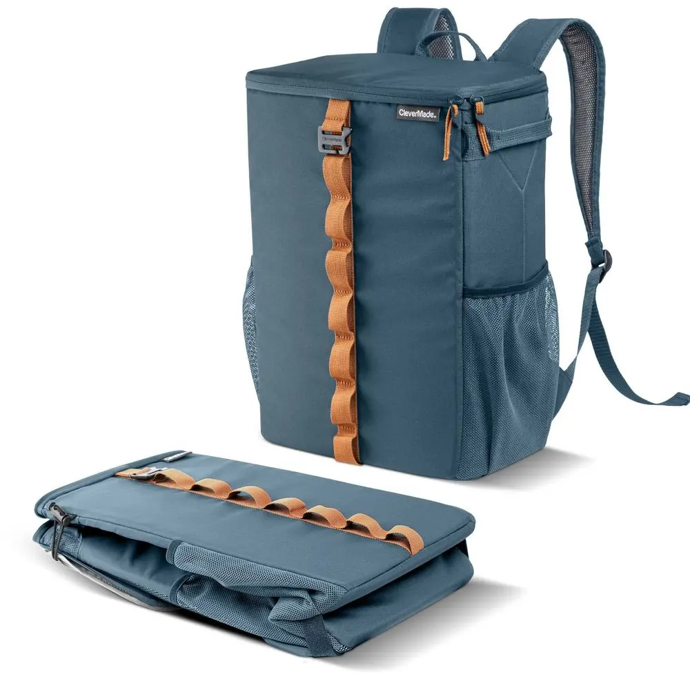 CleverMade Collapsible Tahoe Backpack Cooler - 24 Can - Ocean Cognac, Bottle Opener, Backpack Coolers