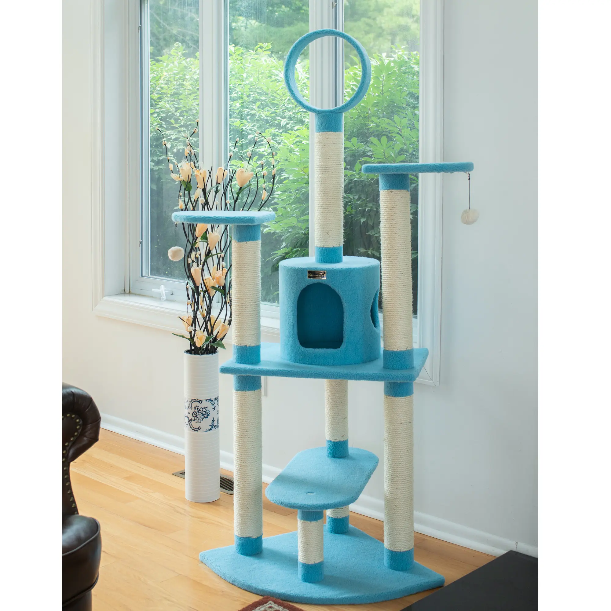 212 MAIN 69-Inch Large Size Real Pine Cat Tree, Premium Real Wood Construction Multi-Level Cat Furniture with 5-Level Perching Spots, Condo, Pet Scratching Post and Weight Support, Multi-Levels