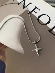 Cross Star Fashion Unisex Necklace Sweater Chain Unique Couple Best Friend Gift Pendant Trendy Alloy Material No Choking Hazard