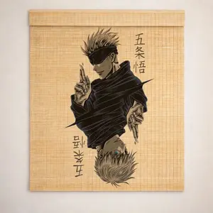 Printed Gojo Bamboo Blinds, Anime Curtains, Wall Hangings, Room Decor