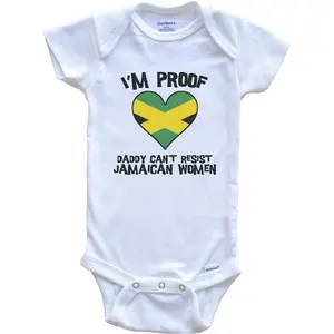 I'm Proof Daddy Can't Resist Jamaican Women Funny Jamaica Flag Heart One Piece Baby Bodysuit