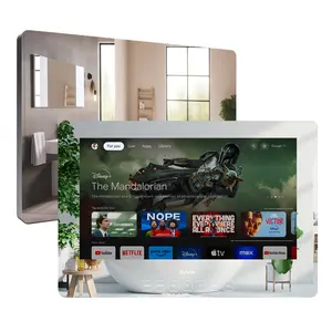 SYLVOX 24 inch Smart Bathroom TV with Google System, IP66 Waterproof, 1080P 500nits, Dual Front Speakers, WiFi Bluetooth (Wall Mount)