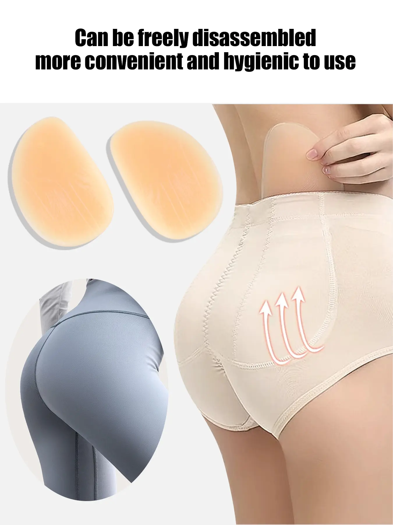2Pcs Silicone Hip Pads, 1cm/2cm Thickness Optional, Invisible Butt Lifter, Removable Insert Washable, For Jeans/Wedding Dresses/Sports, Dual Use As Ski Hip & Knee Pads