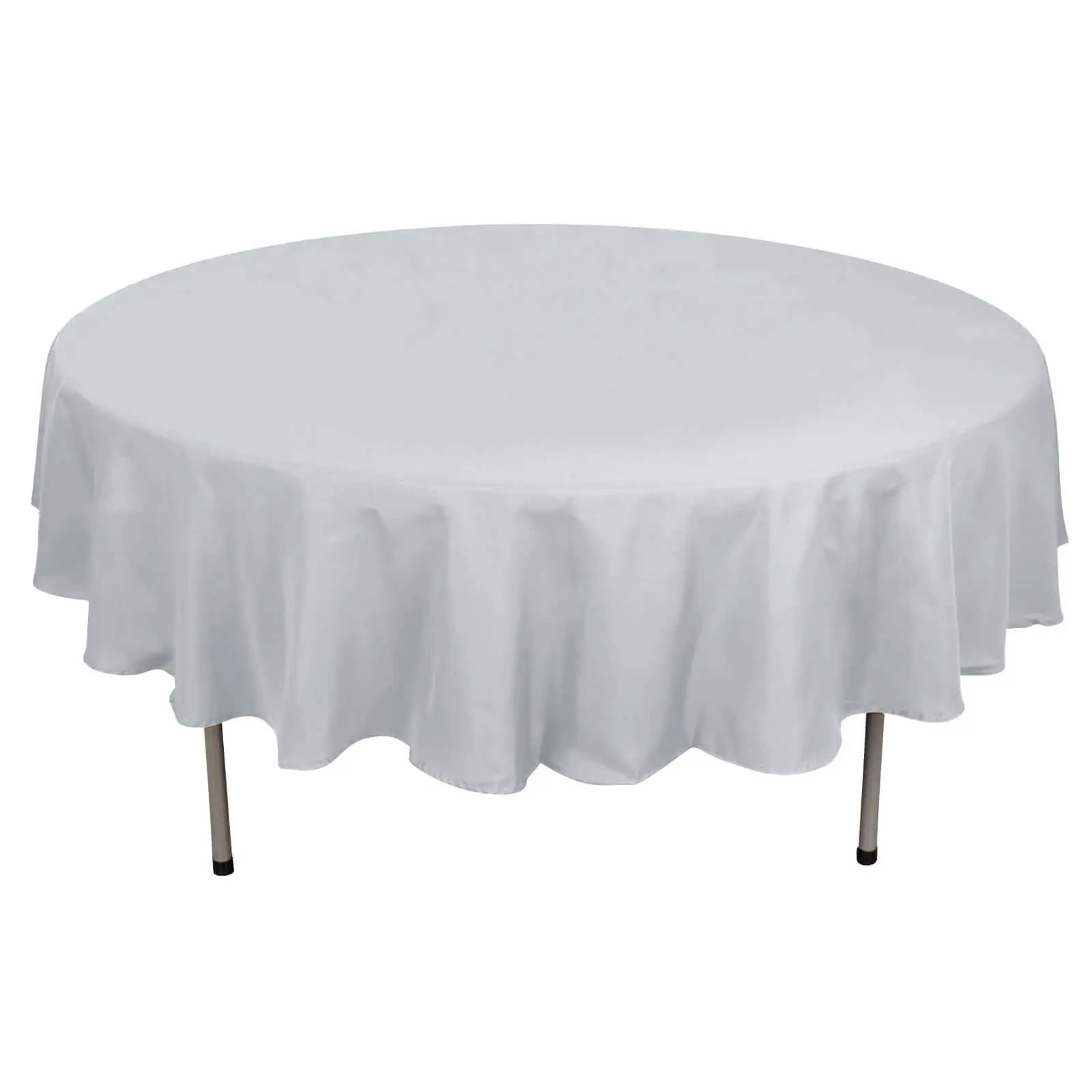 Polyester 90" Round Outdoor Tablecloth, Silver - Stain-Resistant, Wrinkle-Resistant, Washable Picnic Table Cover, Machine Washable