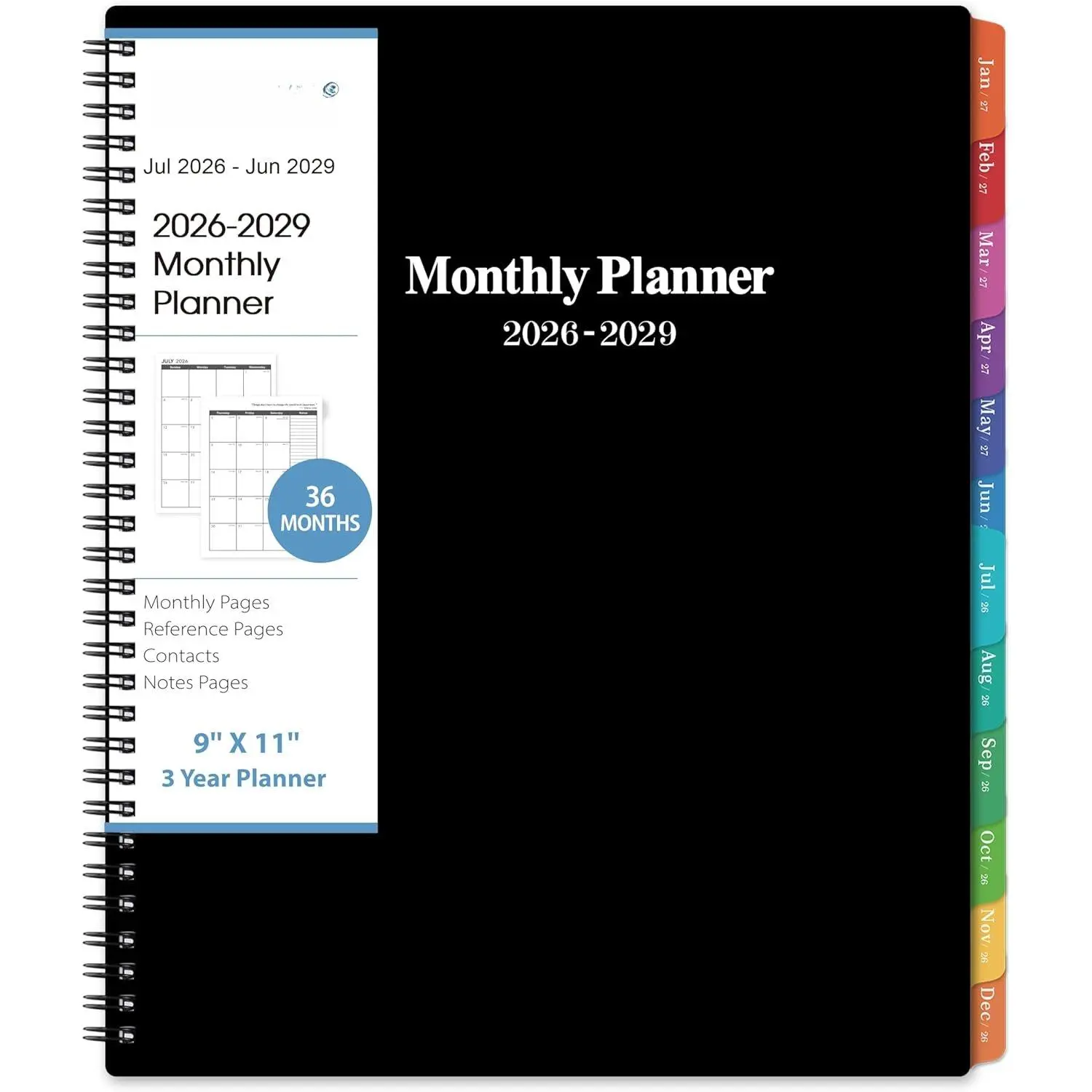 2026-2029 Monthly Planner/Calendar - July 2026 - June 2029, 3 Year Monthly Planner 2026-2029, 9'' x 11'', Calendar Planner with Colorful Tabs,  Pocket, Holidays, Notes Pages
