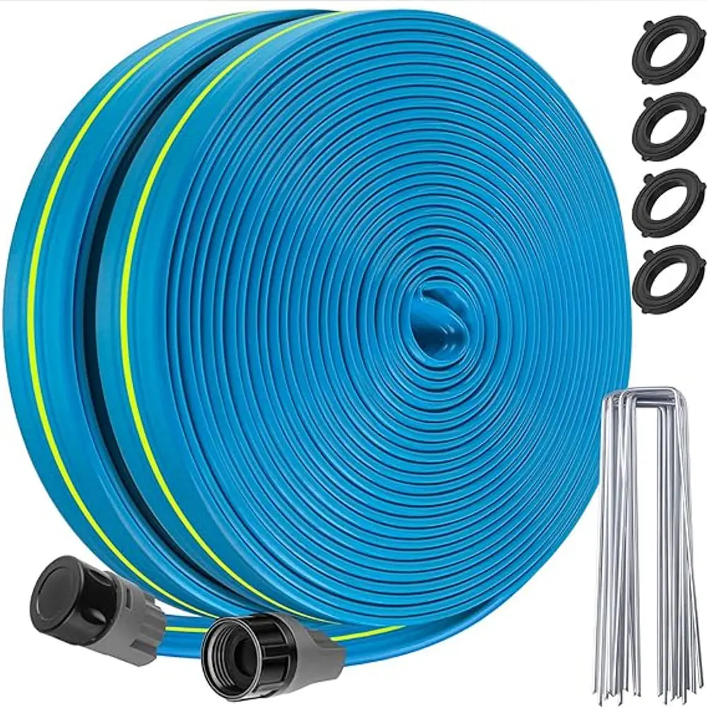 Sprinkler Soaker Hose 100FT - Heavy Duty Sprinkler Hose, Efficient Saving Water Hose for Garden Lawn Irrigation System with 40 Pack Staples