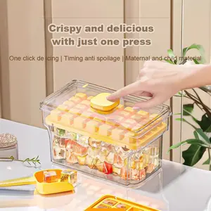 2 Styles Food-Grade Press Ice Cube Tray Minimal Kitchen Style Easy Release with Lid for Ice Storage & Hygiene Ideal for Home Ice Making, Drinks & Summer Use