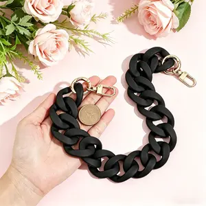 Acrylic Bag Strap for Women Pink Black Matte Single Buckle Decorative Purse Chain Handbag Wallet Crossbody Shoulder Bag Replacement Strap Fashionable Minimalist Chic