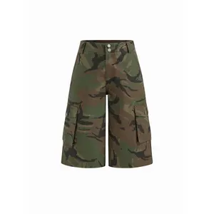 Cider 100% Cotton Mid Rise Camo Cargo Bermuda Shorts