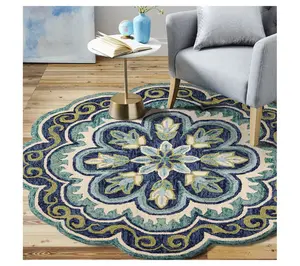 Ox Bay Mia Green Floral Medallion Wool Indoor 5' Round Rug