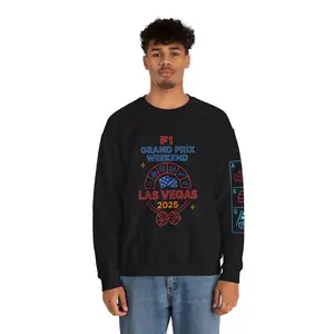 F1 Las Vegas 2025 Grand Prix Crewneck Sweatshirt Unisex Casual Cotton Embroidered Las Vegas Motif for Racing Fans & Enthusiasts