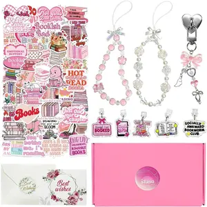 Book Lover  Set for kindle, Ideal Reading  for Mom Women, Page Turner Wrist Strap, Book Stickers for Kindle, Type C Dust Plug Charm, Cute E-reader Charm Chains for Kindle/iPad/Phone/Tablet with Greeting Card
