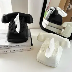 Vintage Nordic Style Telephone Paper Towel Holder, Tissue Holder, Ceramic Material, Creative Office Living Room Decor, Bathroom Decoration