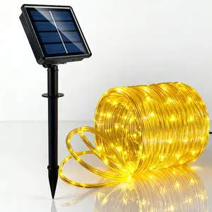 33FT 100 LED Solar Rope Lights IP65 Weatherproof Warm White 3000K Flexible Durable ABS Tube for Holiday Garden Yard Corridor Patio Decor 8 Lighting Modes Adjustable Solar Panel Energy Efficient Auto On Off Creates Cozy Outdoor Ambiance