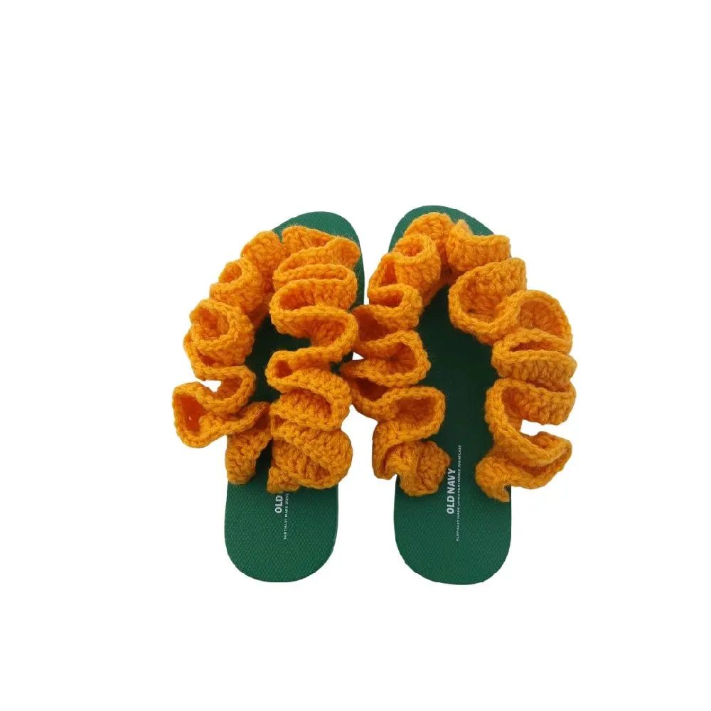 Handmade Yellow  Crochet Ruffle Sandals