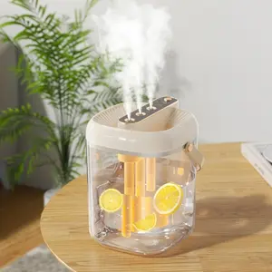 Smart Three Spray Humidifier Large Capacity 2L Water Tank, Warm Night Light, No Water Protection, Four Spray Modes, Quiet Operation, Usb Powered Humidifier Cool Mist Humidifiers